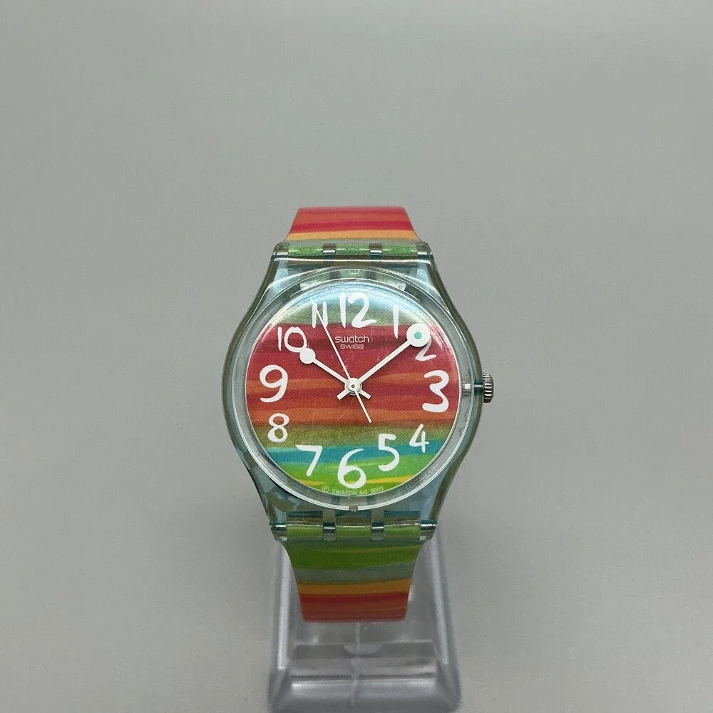 Swatch Color The Sky Men Watch 34mm Rainbow Dial Swiss GS124 New Battery